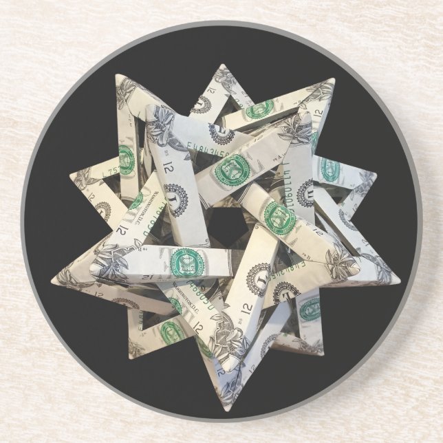 Money Origami Five Intersecting Tetrahedra Coaster (Front)