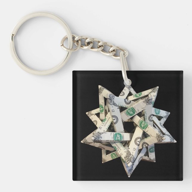 Money Origami Five Intersecting Tetrahedra Keychain (Front)