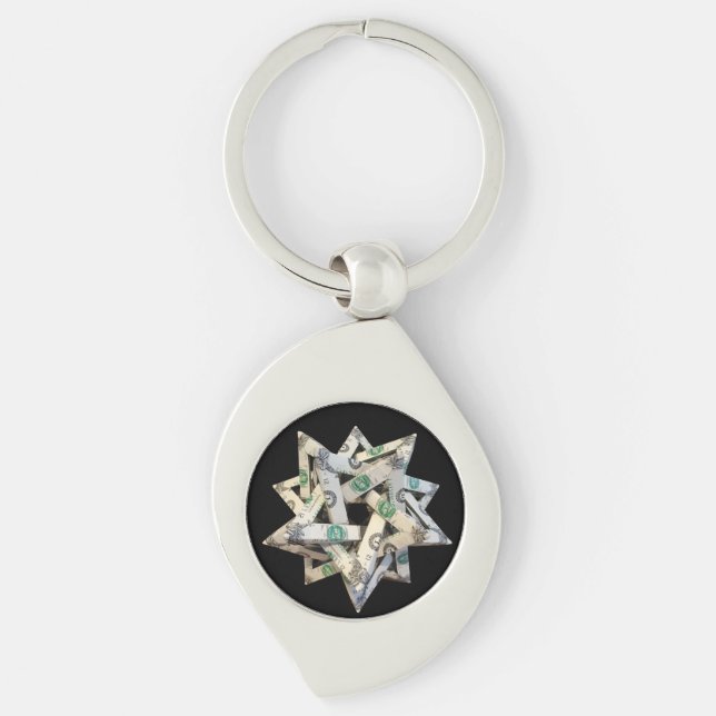 Money Origami Five Intersecting Tetrahedra Keychain (Front)