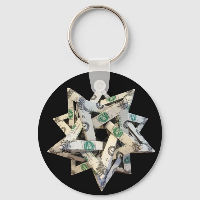 Money Origami Five Intersecting Tetrahedra Keychain (Front)