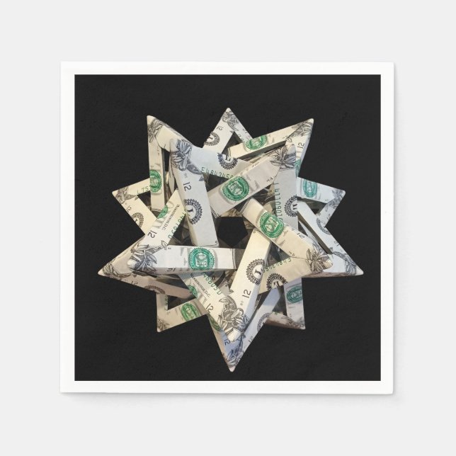 Money Origami Five Intersecting Tetrahedra Napkins (Front)