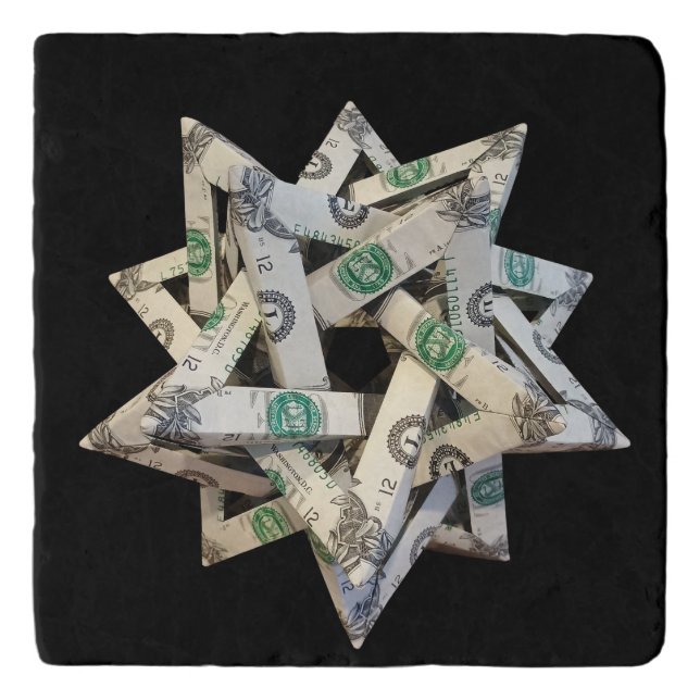 Money Origami Five Intersecting Tetrahedra Trivet (Front)