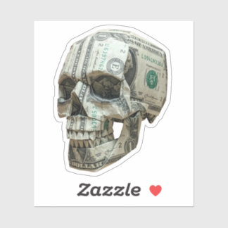 Money Origami Human Skull Sticker