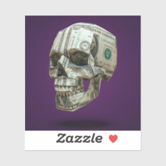 Money Origami Human Skull Sticker