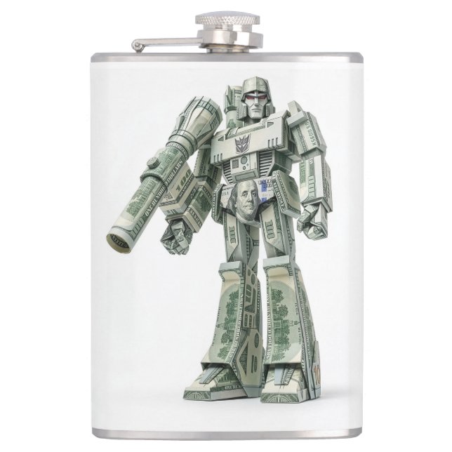Money Origami Mega Tron Robot Flask (Front)
