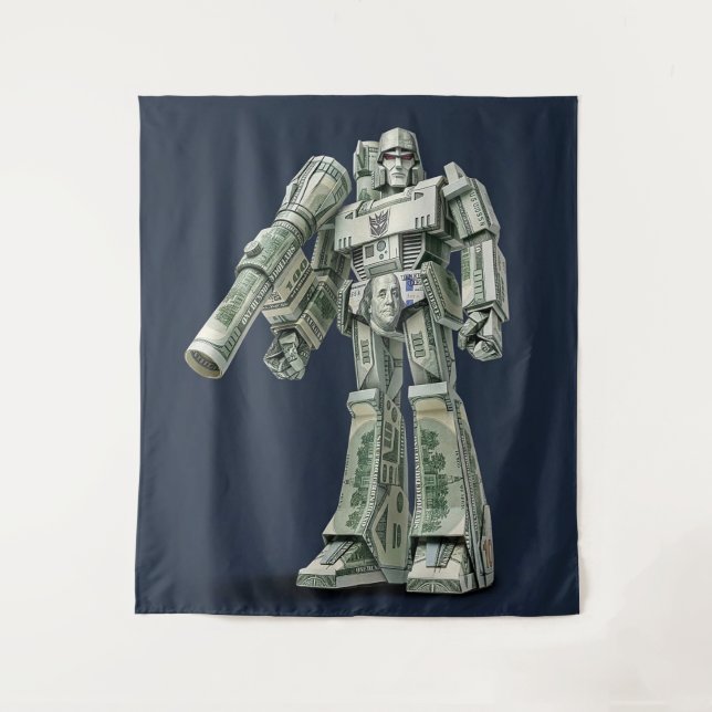 Money Origami Mega Tron Robot Tapestry (Front)