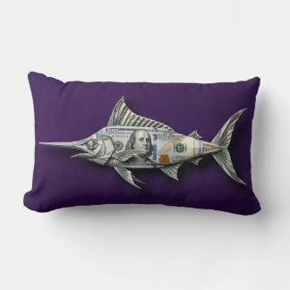Money Origami Swordfish Lumbar Pillow