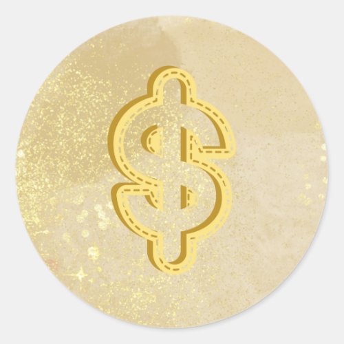 Money Reiki Infused Yellow Dollar Symbol Classic Round Sticker