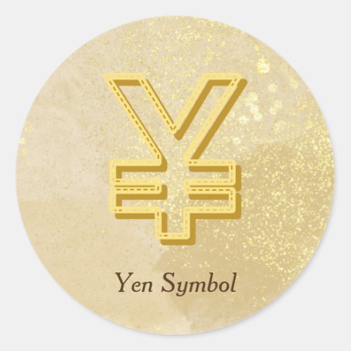 Money Reiki Infused Yellow Yen Symbol Classic Round Sticker