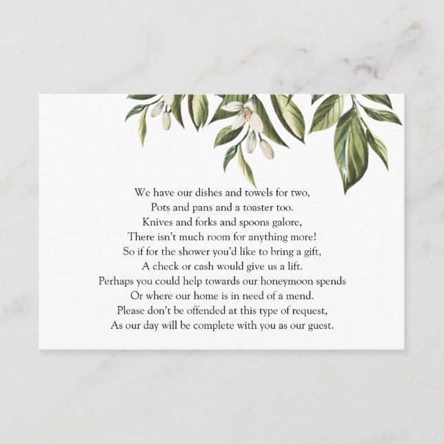 Money Request Clementine Greenery Enclosure Card (Front)