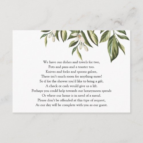 Money Request Clementine Greenery Enclosure Card