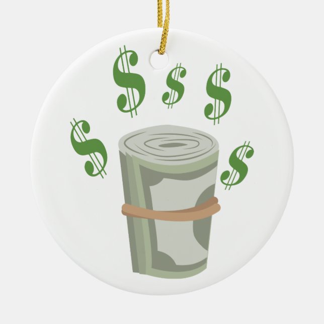 Money Roll Ceramic Ornament (Front)