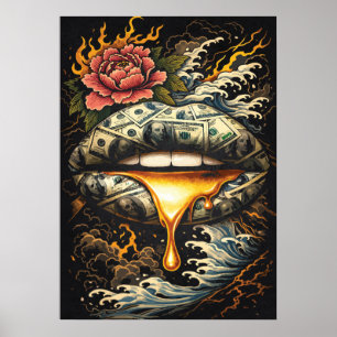 Money Talks, Japanese Abstract Art, Money Success Poster
