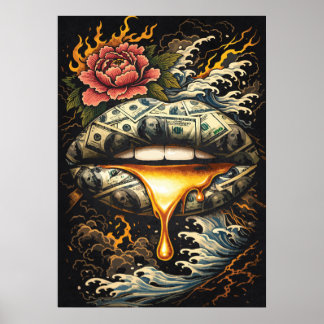 Money Talks, Japanese Abstract Art, Money Success Poster