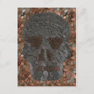 Money Theme Skull Design Halloween Postcard
