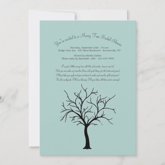 Money Tree Bridal Shower Invitations (Front)
