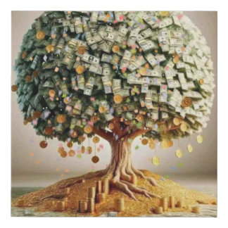 Money Tree: Cultivating Wealth and Abundance" Faux Canvas Print