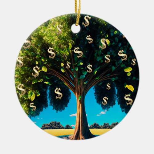 Money Tree Prosperity Wealth Abundance Blessing Ceramic Ornament