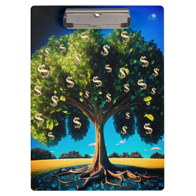 Money Tree Prosperity Wealth Abundance Blessing Clipboard (Front)