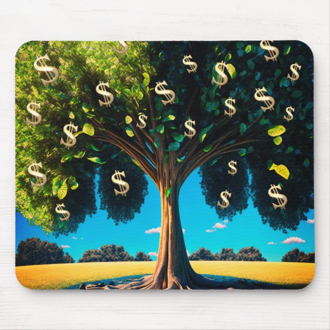 Money Tree Prosperity Wealth Abundance Blessing Mouse Pad (Front)