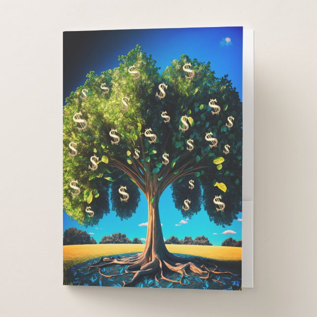 Money Tree Prosperity Wealth Abundance Blessing Pocket Folder (Front)