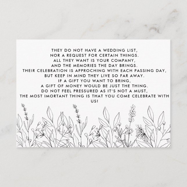 Money Tree/Wishing Well Invitation Insert (Front)