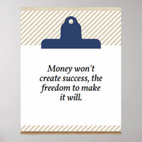Money won't create success quote poster