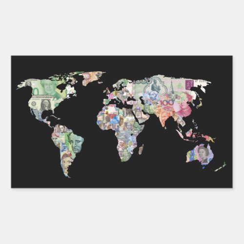 money world map finance country symbol business cu rectangular sticker