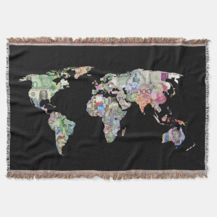 money world map finance country symbol business cu throw blanket