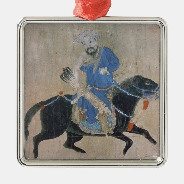 Mongol archer on horseback metal ornament (Front)