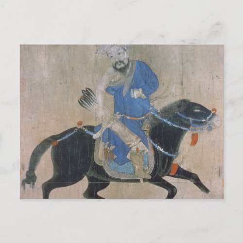 Mongol archer on horseback postcard