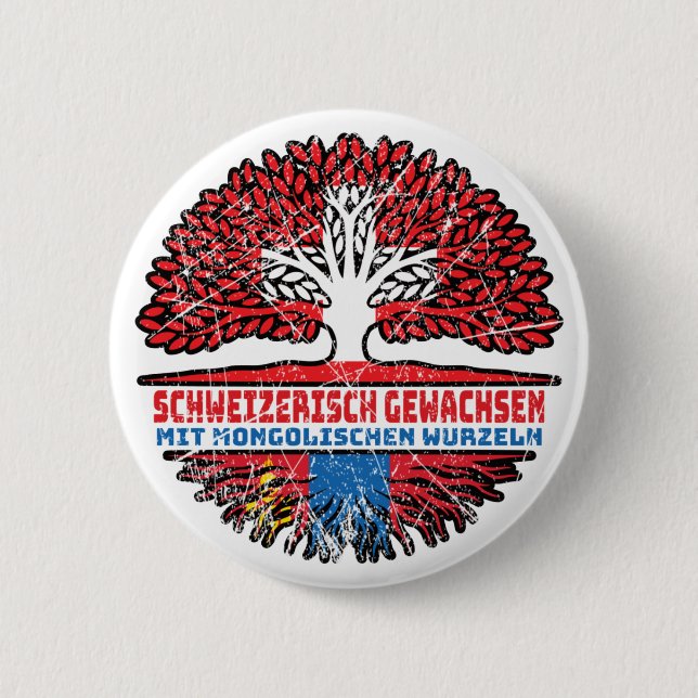 Mongolei Mongolisch Schweizer Schweiz Baum Wurzel Button (Front)