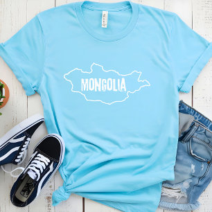 Mongolia Country Map Mongolian Border Outline Line T-Shirt