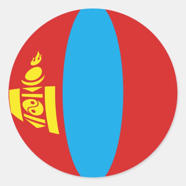 Mongolia Fisheye Flag Sticker (Front)