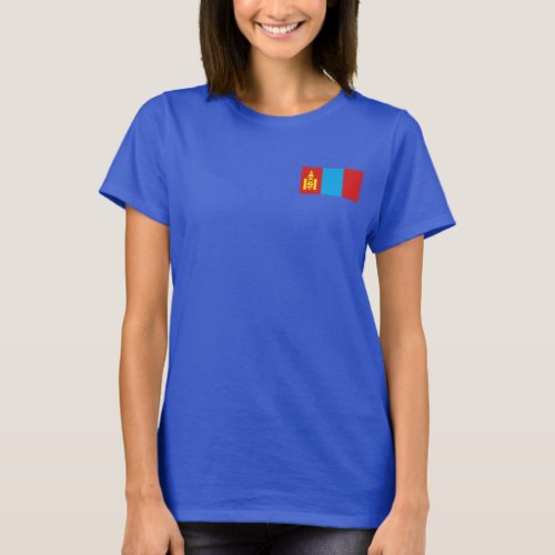 Mongolia Flag and Map dk T_Shirt