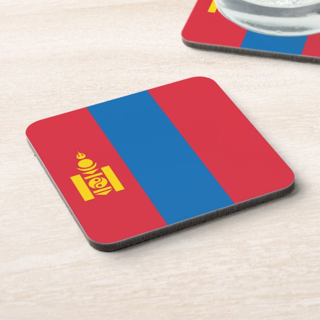 Mongolia flag beverage coaster (Left Side)