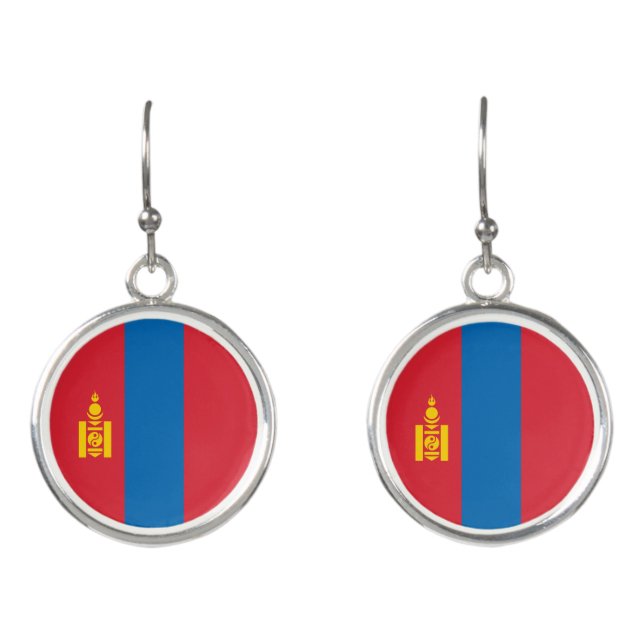 Mongolia Flag Earrings (Front)