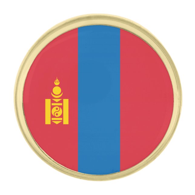 Mongolia Flag Gold Finish Lapel Pin (Front)