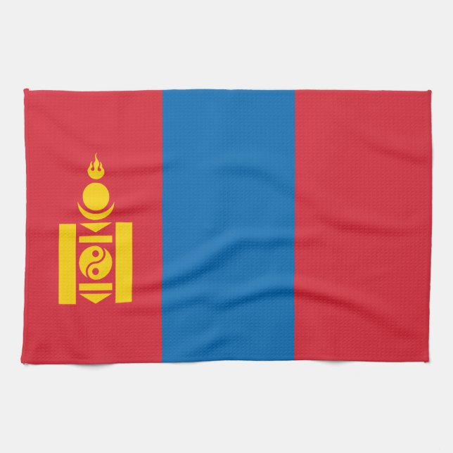 Mongolia Flag Kitchen Towel (Horizontal)