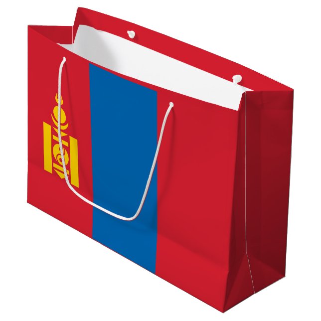 Mongolia Flag Large Gift Bag (Front Angled)