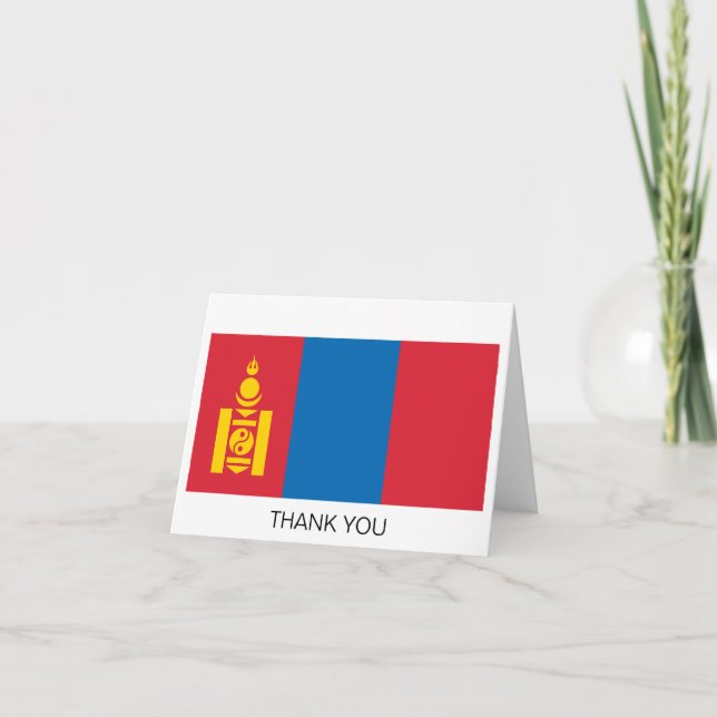 Mongolia Flag Letterpress Thank You Card (Front)