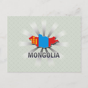 Mongolia Flag Map 2.0 Postcard