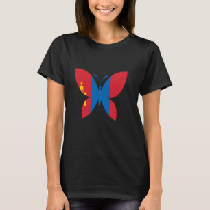 Mongolia Flag Mongolian Pride Butterfly Mongolian  T-Shirt