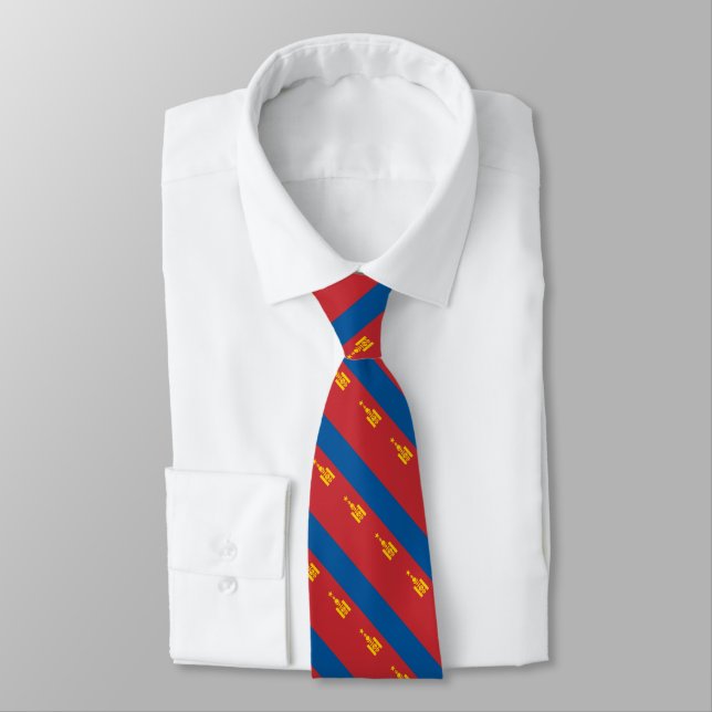 Mongolia Flag Neck Tie (Tied)