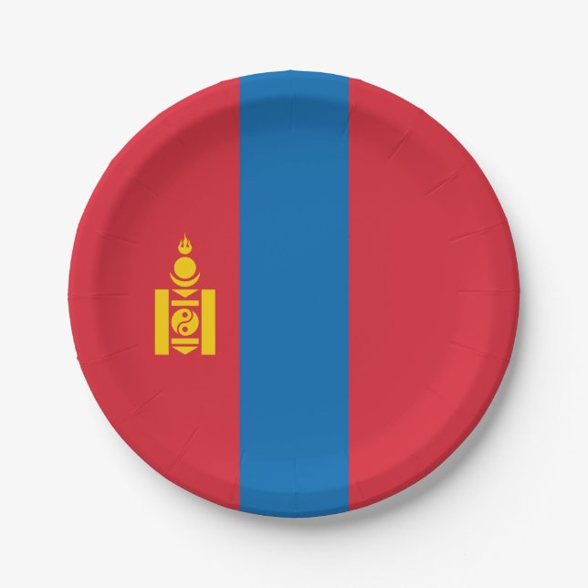Mongolia Flag Paper Plates (Front)