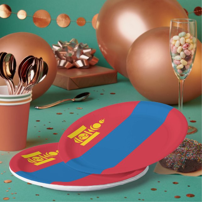 Mongolia flag paper plates (Multi)