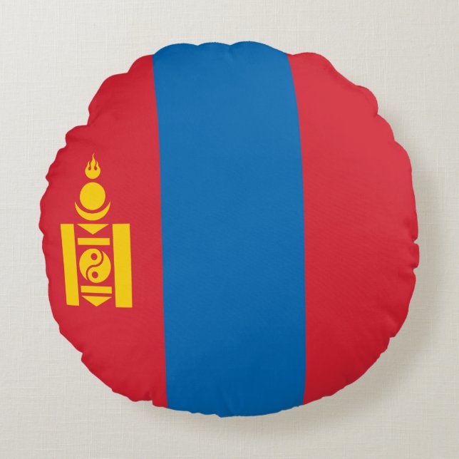 Mongolia Flag Round Pillow (Front)