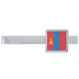 Mongolia Flag Silver Finish Tie Bar