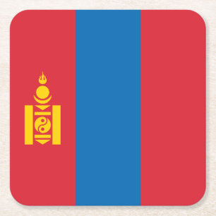 Mongolia Flag Square Paper Coaster
