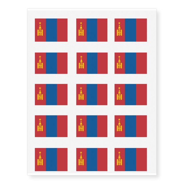 Mongolia Flag Temporary Tattoos (Front)